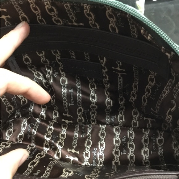 TIGNANELLO VIENNA WOVEN GREEN LEATHER SMALL DOME SATCHEL HAND/ CROSSBODY BAG - Picture 10 of 13